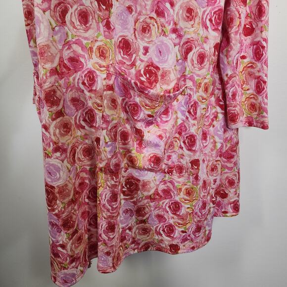 LuLaRoe Caroline Cardigan Sweater Women 3XL Pink Rose Floral Pockets Long Sleeve - Picture 5 of 8